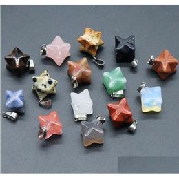 Charms Merkaba Star Natural Stone Pendants For Diy Necklace Jewelry Meditation Chakra Reiki Healing Energy Protection Decoration Dro Dhqdl