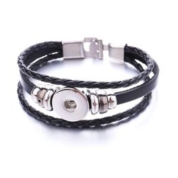 Charm Bracelets Fashion 18Mm Snap Button Bracelet Pu Leather Snaps Buttons Diy Jewelry For Women Men Drop Delivery Dh3Xp