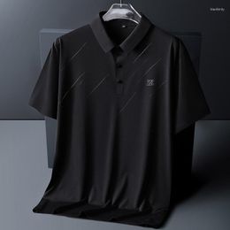 Men's Polos Sports Streetwear Fashion Oversized 6XL 7XL 8XL Black Ice Silk Polo Shirt 2023 Summer Short Sleeves Top Tees Tshirt