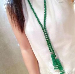 Chains Design Natural Genuine Round Green Agate Necklace Jewellery 335'' Silver 925 Choker