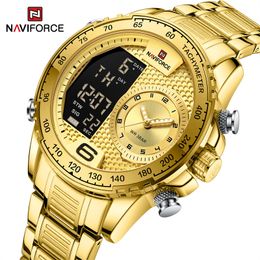 NAVIFORCE 2022 Watch Men Luxury LCD Dual Time Waterproof Sport Quartz Military Chronograph Wristwatch for Men Relogio Men Gift