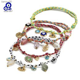 Lucky Eye Colorful Braided Bracelet Adjustable Rope Turkish Evil Eye Charm Tassel Bracelet for Women Girls Men Jewelry BE1010 L230704
