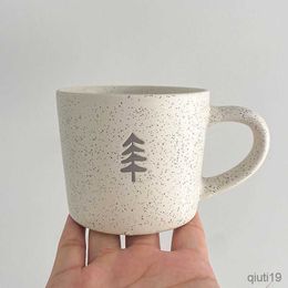 Mugs Ceramic Mug Style Design Mug Small Pine Pattern Coffee Cup Oatmeal Breakfast Tea Cup Water Bottle R230712