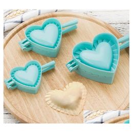 Other Kitchen Tools Blue Heart Round Dumpling Maker 2-In-1 Dough Press For Pies Calzones Ravioli More. Drop Delivery Home Garden Dini Dh8Ji