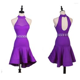 Stage Wear Purple Standard Latin Dance Skirt Women Advanced Tango Rumba Samba Sexy Game Dress Adult Competition Dancing Dresses