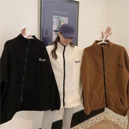 Women's Hoodies 2023 Brown Zip Up Sweatshirt Winter Jacket Clothes Plus Size Vintage Pockets Long Sleeve Pullovers Girls Oversize Women