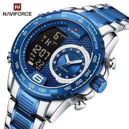 NAVIFORCE 2022 Fashion Design Men's LCD Display Wristwatches Luxury Watch for Men Luminous Waterproof Original Japan Movement