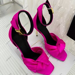 Sandali con tacchi firmati sandali a spillo in seta marrone rosso scarpe da sposa nere festa di moda