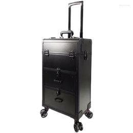 Suitcases Makeup Storage Box Beauty Artist Suit Luxury Aluminium Rolling Wheel Barber Toolbox Vintage Manicure Embroidery Trolley