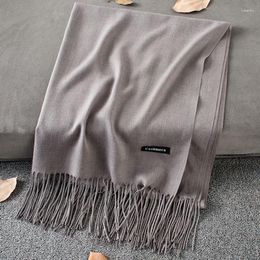 Scarves Soft Cashmere Women 2023 Autumn Solid Colour Wraps Thin Long Scarf With Tassel Casual Lady Winter Female Shawl