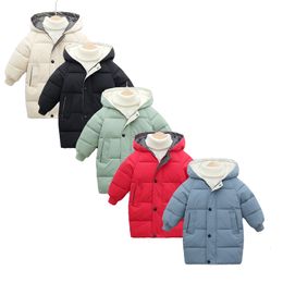 Jackets Thicken Warm Kids Down Coat Winter Baby Hooded Parkas Long Version Jacket Parka Outerwear Children Clothing 2 10Y 230711