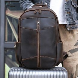 Backpack Vintage Fashion Men Multi-pocket Outdoor Travel Large-capacity Student School Bag Male