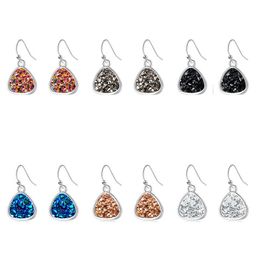 Stud Styles Druzy Drusy Earrings 6Colors Irregar Triangle Resin Natural Stone Dangle For Women Jewellery Drop Delivery Dhys8