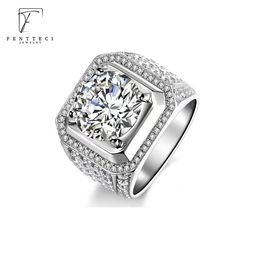 Band Rings FENTTECI 925 Sterling Silver Ring Set Full Set Diamond Men's Ring Luxury Ring 2ct 3ct 5ct Men's Luxury Jewelry 230711