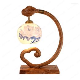 Table Lamps Rosewood Lamp Retro Living Room Study And Bedroom Bedside Solid Wood Classic Style Ceramic