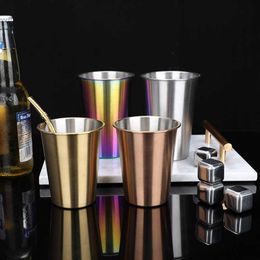 Mugs Stainless Steel Beer Coffee Mugs Single Layer Tea Water Cold Drinks Cups Household Office Kitchen Drinkware Supplies R230712