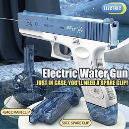 Gun Toys Automatic Electric Water Gun Toy Summer Outdoors Pool Beach Toys High Pressure Water Pistol Large Clip Birthday Easter Gifts 230711