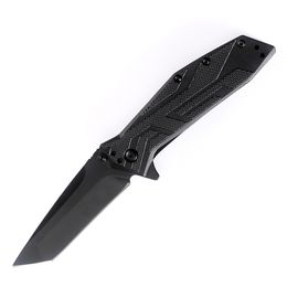 Special Offer KS1990 Assisted Flipper Folding Knife 8Cr13Mov Black Titanium Coating Tanto Blade GRN Handle EDC Pocket Folder Knives with Retail Box