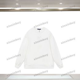 xinxinbuy Men women designer Sweatshirt Hoodie emboss Jacquard Letter sweater blue black green XS-L