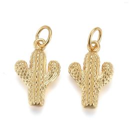 Pendant Necklaces Pandahall 2pcs Cactus Brass Pendants With Jump Rings Gold Color Plated Metal Charms For Necklace Bracelet Jewelry Making