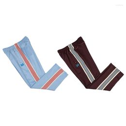 Men's Pants Brown Needles Sweatpants Men Women High Quality Webbing Striped Embroidery Butterfly Track Long Trousers