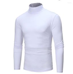 Men's Suits A1212 Thermal Long Sleeve Roll Turtleneck T-Shirt Solid Colour Tops Male Slim Basic Stretch Tee Top