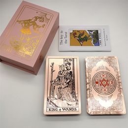 Outdoor Games Activities Gold Foil Tarot Plastic Cards Rose Pink Waterproof Card Deck Mysterious Board Game Divination Cards 230711