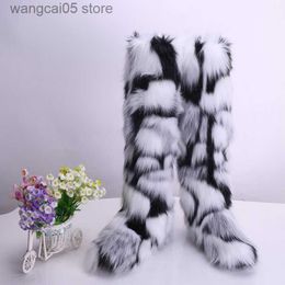 Boots Winter Women Personalized Plush Knee Snow Boots Fashion Sexy Girl's Furry Faux Fur Boots Outdoor Ladies Warm Endure Cold Shoes T230712