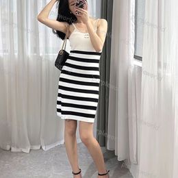 Summer Dress Embroidered Stripe Design Sleeveless Casual Slim Fit Wrap Hip Dress Date Party Dress