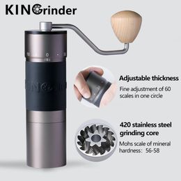 Manual Coffee Grinders Kingrinder Aluminium Alloy Manual Coffee Grinder K0 K1 K2 K3 K4 K5 K6 Portable Coffee Bean Mill Stainless Steel Grinding Core 230711