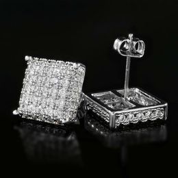 Stud Huitan Minimalist Square Stud Earrings for Women/Men Micro Paved CZ Stone Fashion Versatile Couple Earrings Trend Jewelry