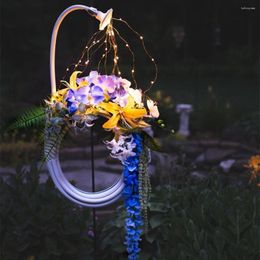 Decorative Flowers Fairy Wreath Night Light Garland Lamp Outdoor Yard Wedding Front Door