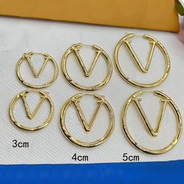 Womens Gold Hoops Designer Earrings For Women Silver Stud Earring Designers Jewelry Big Circle Diamond Earring Earings V 3cm 4cm 5cm Huggie