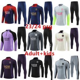 Paris tracksuit 23/24 MBAPPE kids and men 2023-2024 psgs training suit long sleeve Football soccer Jersey kit uniform chandal adult boys FAN PLAYER VERSION