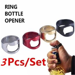 Openers 3 Pcsset Stainless Steel Creative Versatile Cool Finger Ring Bottle Opener Toolscolor Random 230711