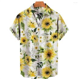 Men's Casual Shirts Awaiian Plant Flower Oversized Beach Holiday Short Sleeve Male Shirt 3d Print Loose O-neck Jacket Summer 2023