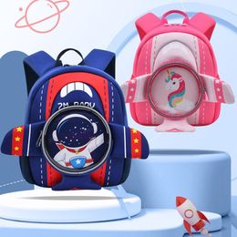 School Bags Girls Boys Cute Astronauts Unicorn Kindergarten Schoolbags Children's 3D Cartoon Fashion Small Backpack Aircraft Wings 230712