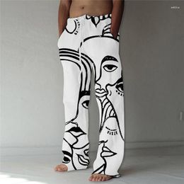 Men's Pants Various Styles In Spring And Autumn 3D Printing Elastic Drawstring Design Straight Running Leisur