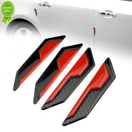 4pcs Car Side Door Edge Protector Stickers Warning Anti-scratch Reflective Strips Decal Carbon Fiber Style Car Decor Accessories