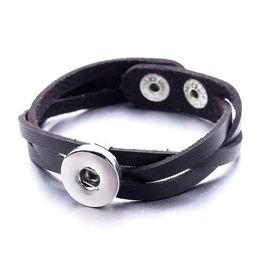 Charm Bracelets 18Mm Snap Button Bracelet Pu Leather Snaps Buttons Diy Jewelry For Women Men Drop Delivery Dhbcc