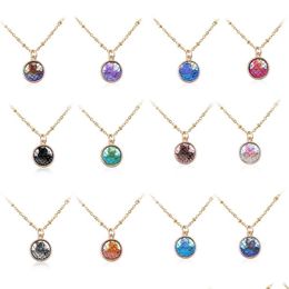 Pendant Necklaces Fashion Drusy Druzy Necklace 12Mm Mermaid Scale Gold Plated Fish Rainbow Sequins For Women Lady Drop Delivery Jewe Dha6S