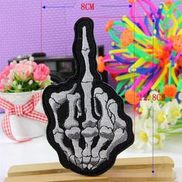 Iron On Patches DIY Embroidered Patch sticker For Clothing clothes Fabric Badges Sewing skull finger design254N