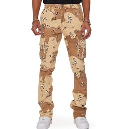 Coats 2023 Camo Cargo Pants Large Size 3xl Straight Trousers Camouflage Print Large Pockets Streetwear Popular Bottoms