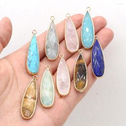 Pendant Necklaces Natural Stone Charms Tiger Eye Clear Quartz Handmade Crafts Necklace Bracelet Earrings Accessories 12x42mm