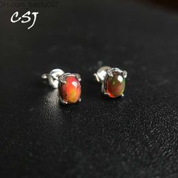 Charm CSJ 100% Natural African Opal Stud Earrings 925 Sterling Silver Gemstone 4 * 6mm Women's Birthday Party Christmas Gift Z230713