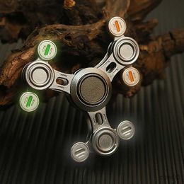 Decompression Toy Luminous Foldable Metal Antistress Hand Spinner Adult Toys Three Pendulum Spinner Gyroscope Stress Reliever Toy Kids Gift R230712