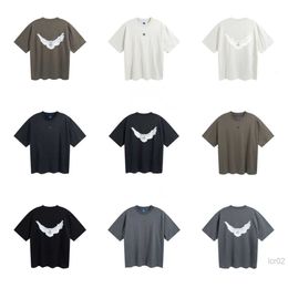 Men's T-shirts Designer Fashion Kanyes Classic Wests t Shirt Three Party Joint Peace Dove Printed Washing Water Short Sleeves High Street Mens and Women