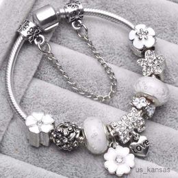 Charm Bracelets 925 Sterling Silver Original Pandora Moments Bracelet Three Spring Colours Shili Peach Blossom DIY Jewellery Women Girl R230712