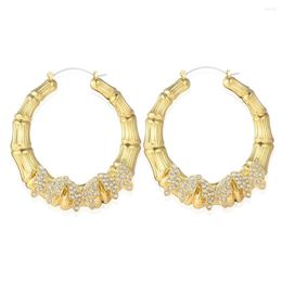 Hoop Earrings Simple Retro Butterfly Large For Women Zirconia Bamboo Fashionable Stud Party Jewelry
