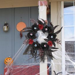 Decorative Flowers Halloween Front Door Decor Festive Decorations Wreath Artificial Eyeball Rose For Window Wall